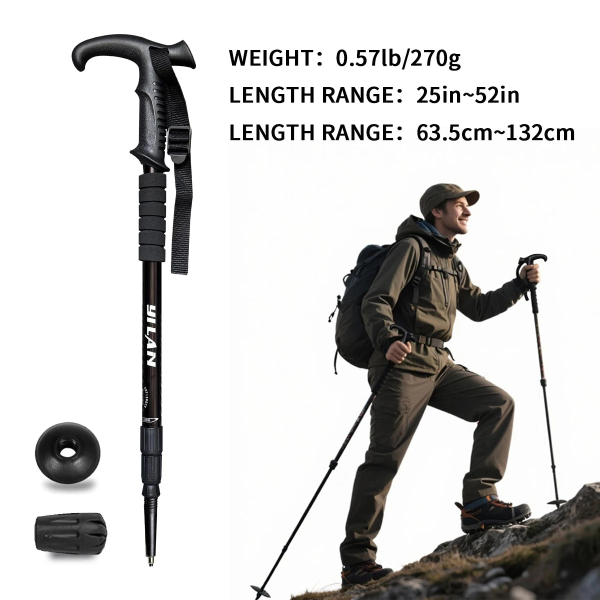 Ultralight Aluminum Hiking Poles With Shock Absorption