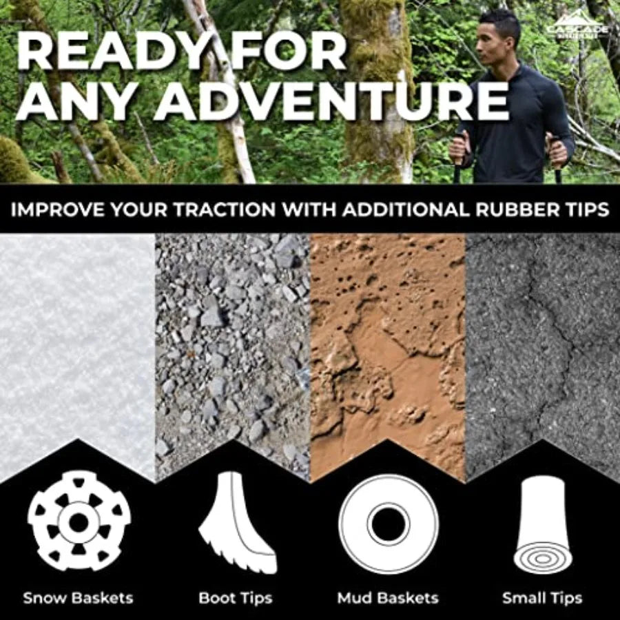 Adjustable Lock Trekking Poles For Hiking And Walking