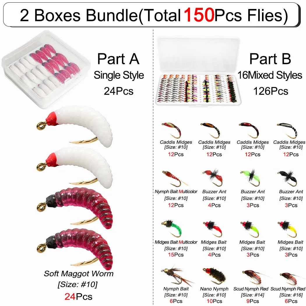 Fly Fishing Flies for Trout and Salmon With Storage Boxes