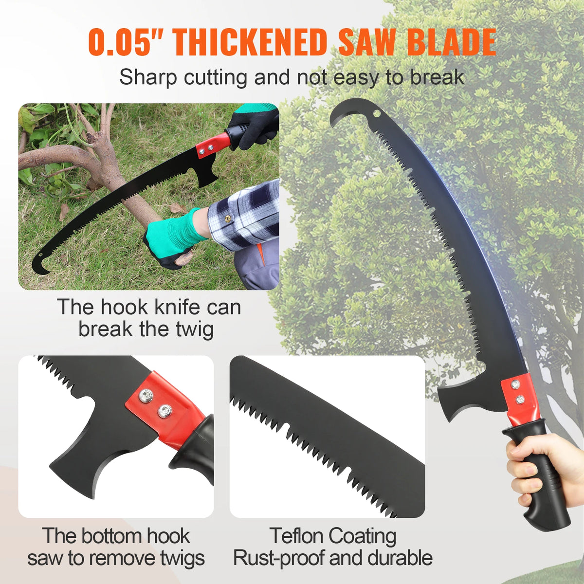 SucceBuy Extendable Manual Pole Saw for Tree Trimming
