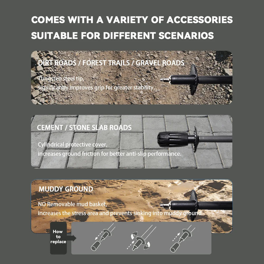 OKHEALING Foldable Carbon Fiber Trekking Poles for Hiking