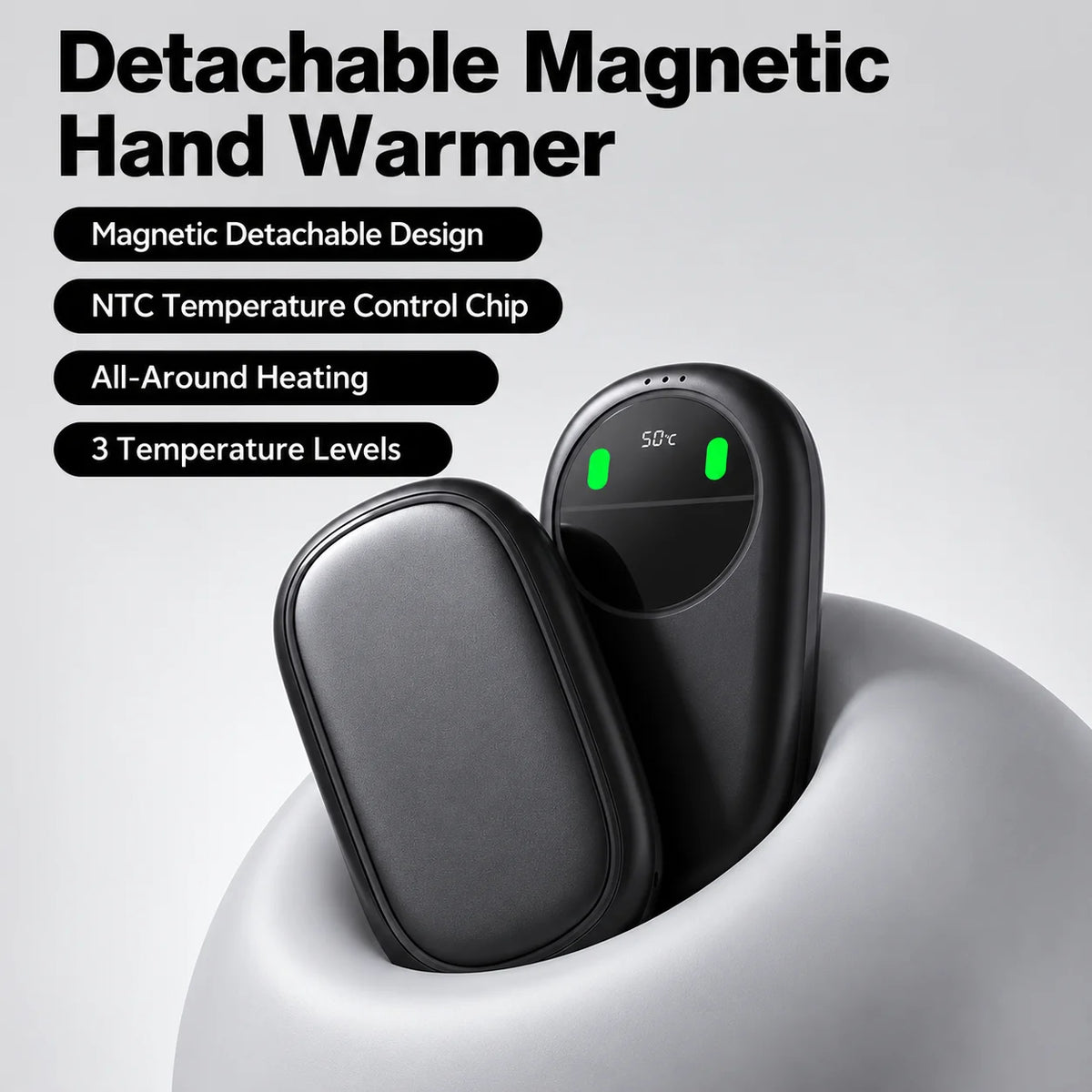 Smart Temp Control Magnetic Hand Warmer With Dual Heating And Portable Design