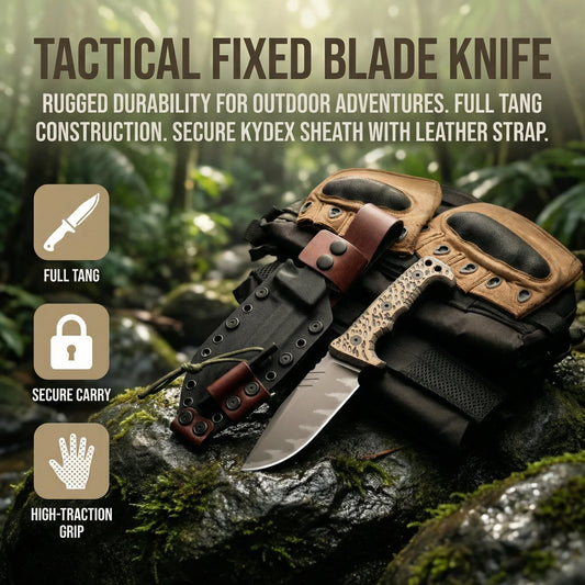 Steel Fixed Blade Camping Knife With Ergonomic Handle