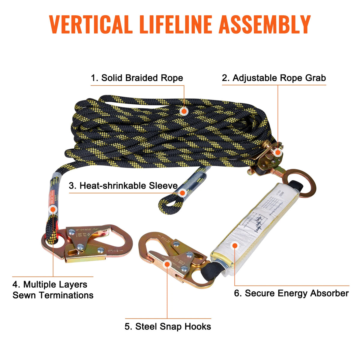 SucceBuy Vertical Lifeline Rope Assembly for Fall Protection