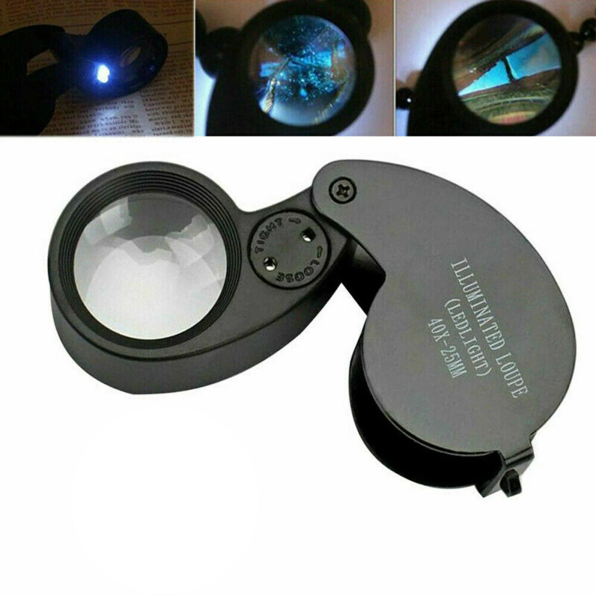 40X LED Illuminated Jewelers Loupe Magnifier For Jewelry