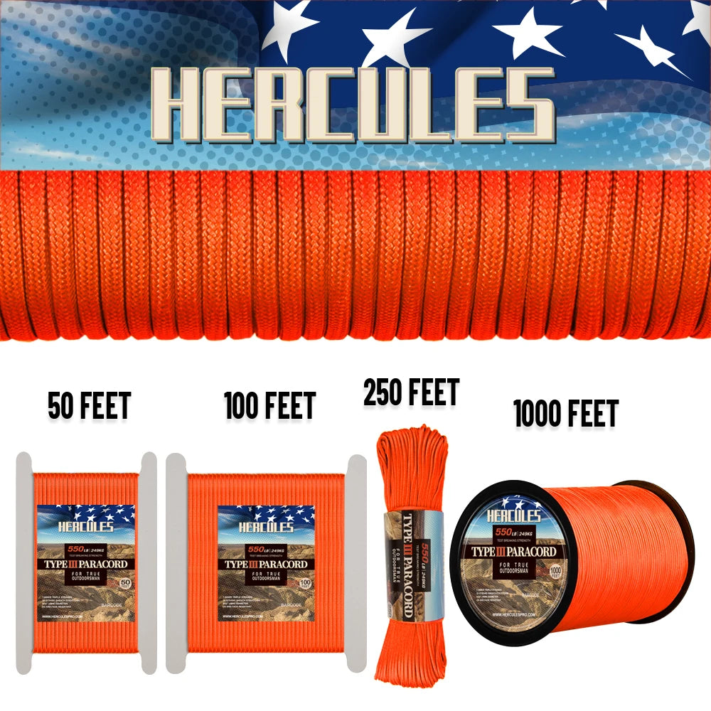 Premium 550 Seven Strand Paracord For Outdoor Survival Camping