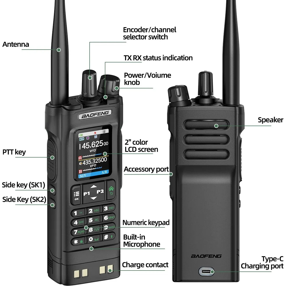 BAOFENG UV-32 GPS Bluetooth Two Way Radio Walkie Talkie