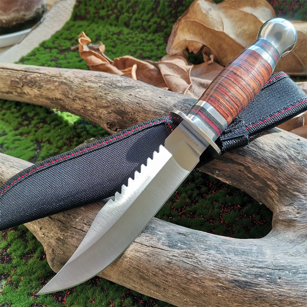 Doom Blade Stainless Steel Hunting Knife With Wooden Handle