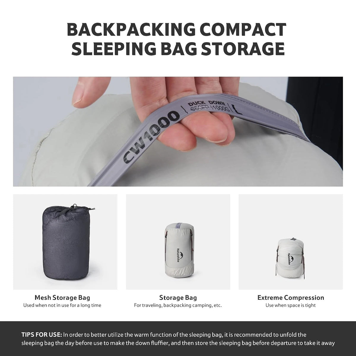Naturehike Ultralight Duck Down Sleeping Bag For Camping