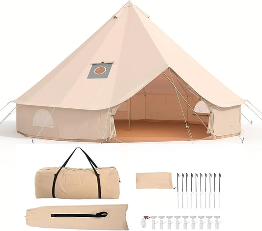 TACLEEKII Bell Tent With Stove Jack For Glamping Camping