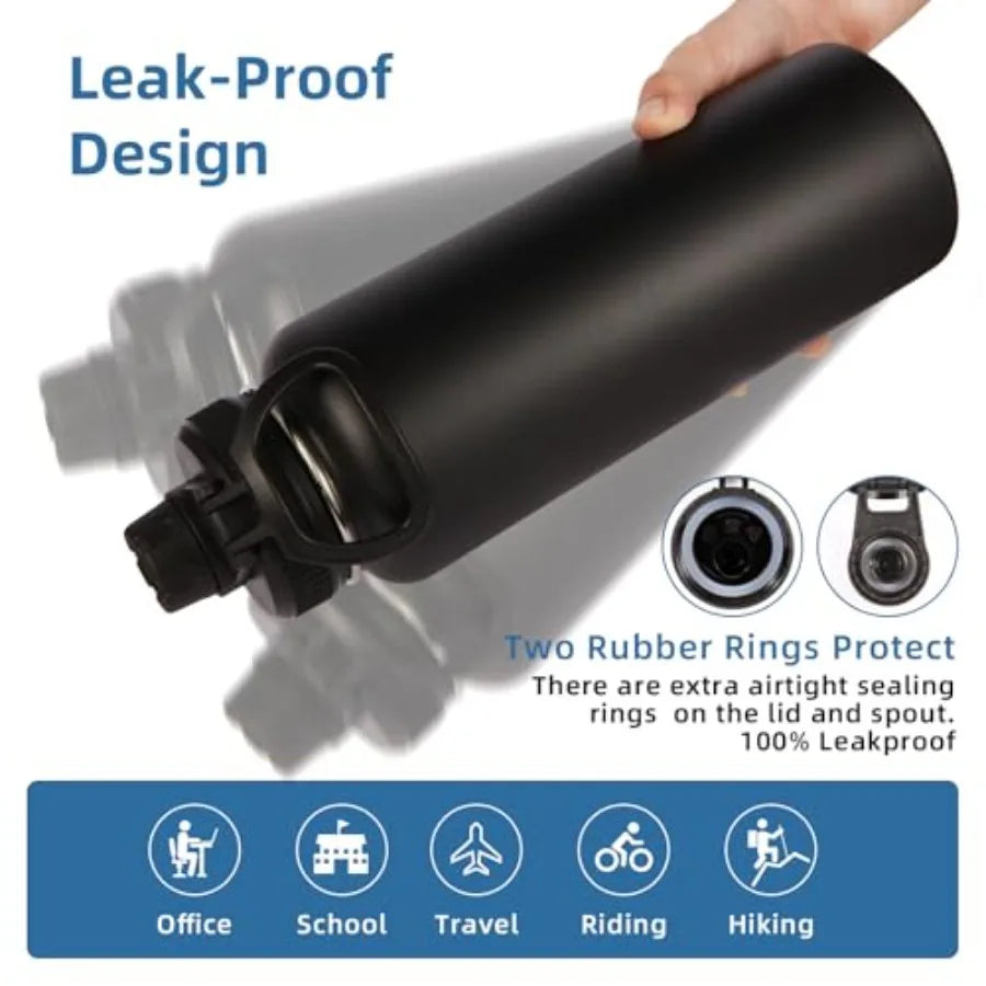 Insulated Stainless Steel Bottle With Paracord Handle And Spout Lid
