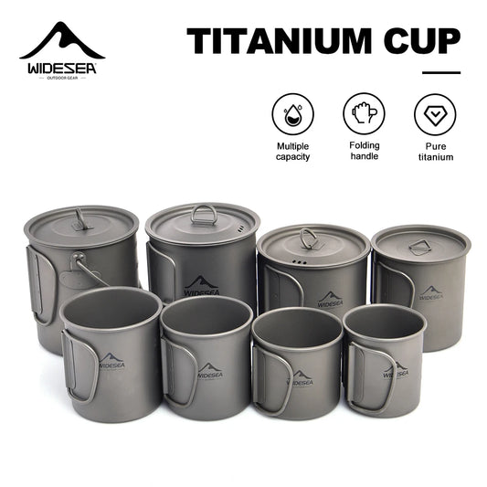 Widesea Titanium Camping Cup With Foldable Handle