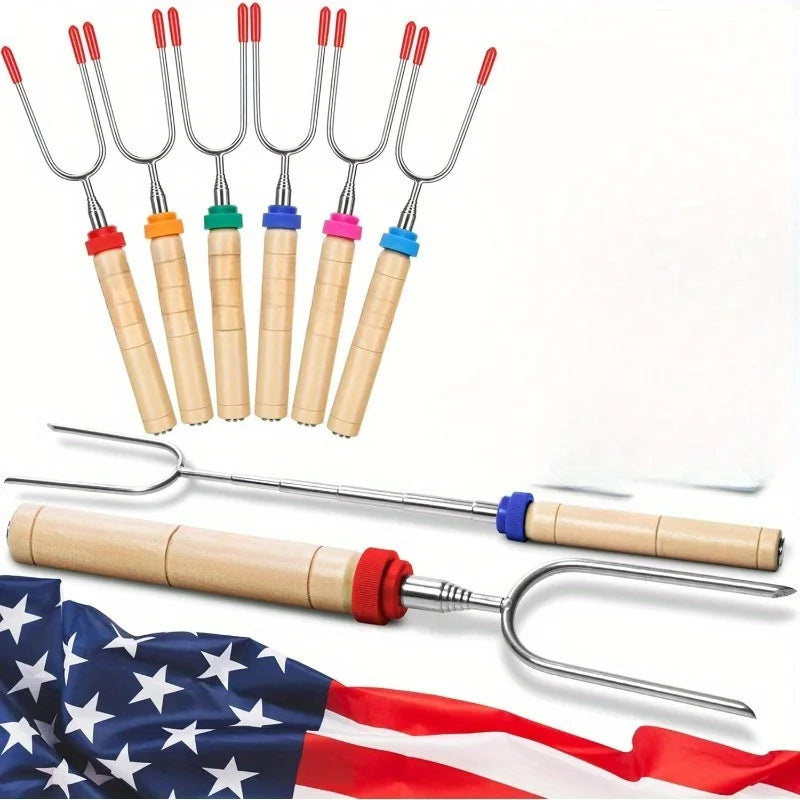 Marshmallow Roasting Sticks Set Camping BBQ Skewers Hot Dog Tools