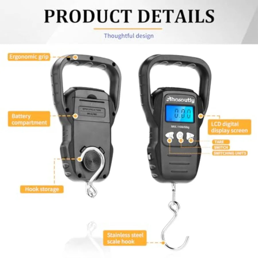 Digital Hanging Fish Scale With Backlit Lcd Display