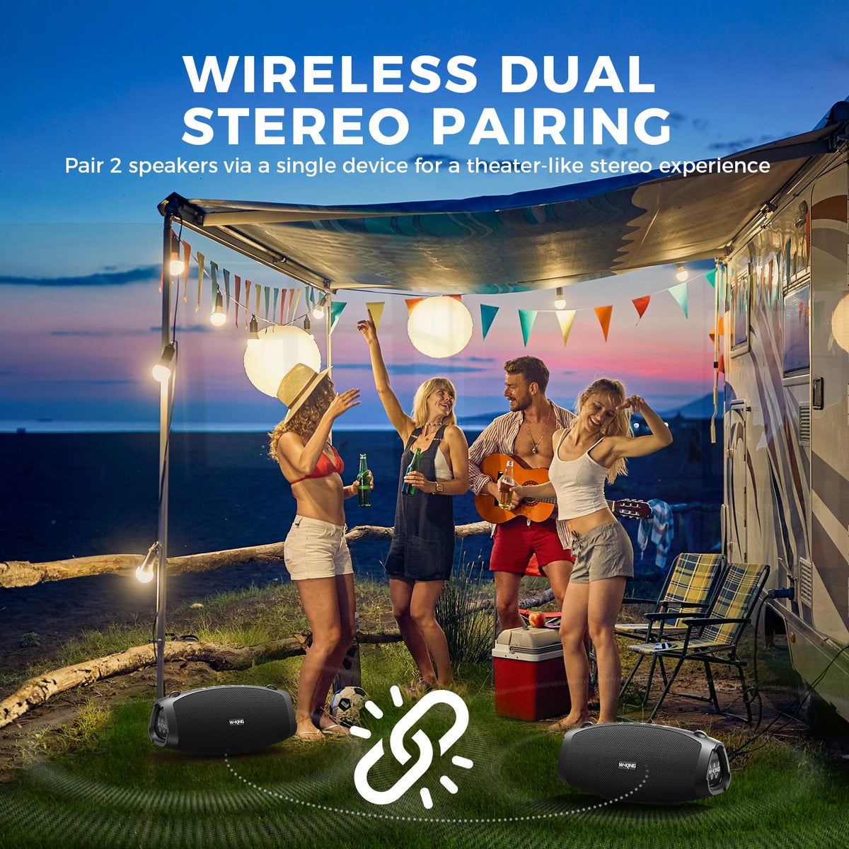 W-King Waterproof Bluetooth Speaker With Wireless Microphone For Outdoor Use