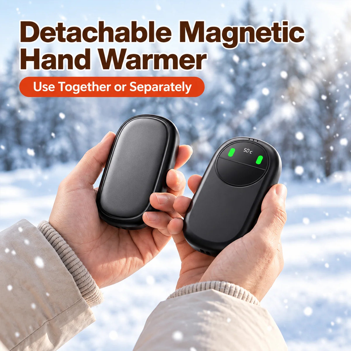 Smart Temp Control Magnetic Hand Warmer With Dual Heating And Portable Design