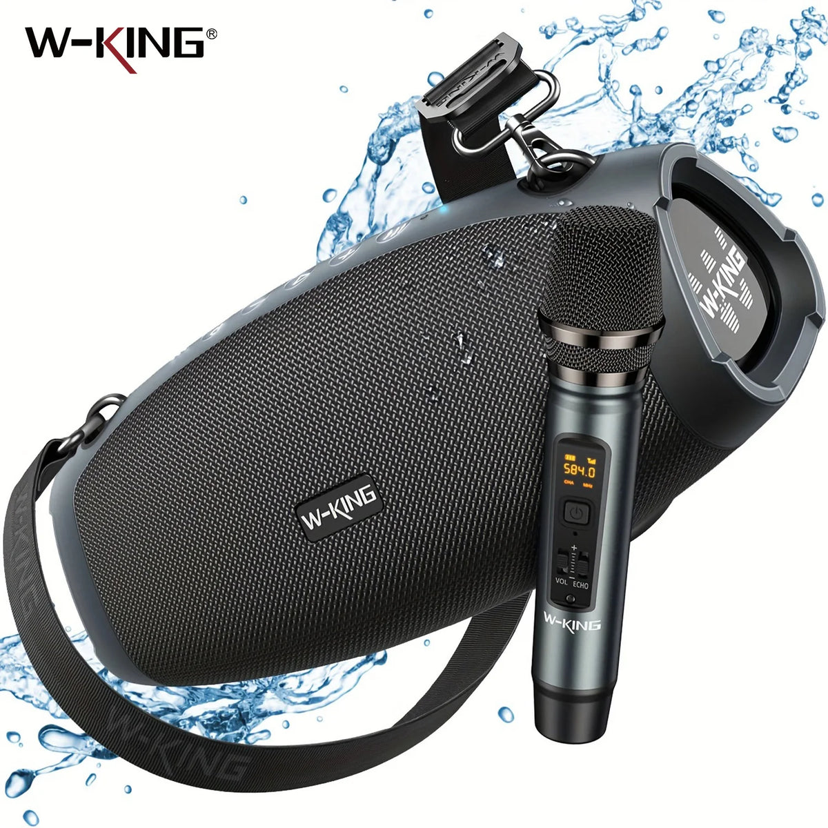 W-King Waterproof Bluetooth Speaker With Wireless Microphone For Outdoor Use