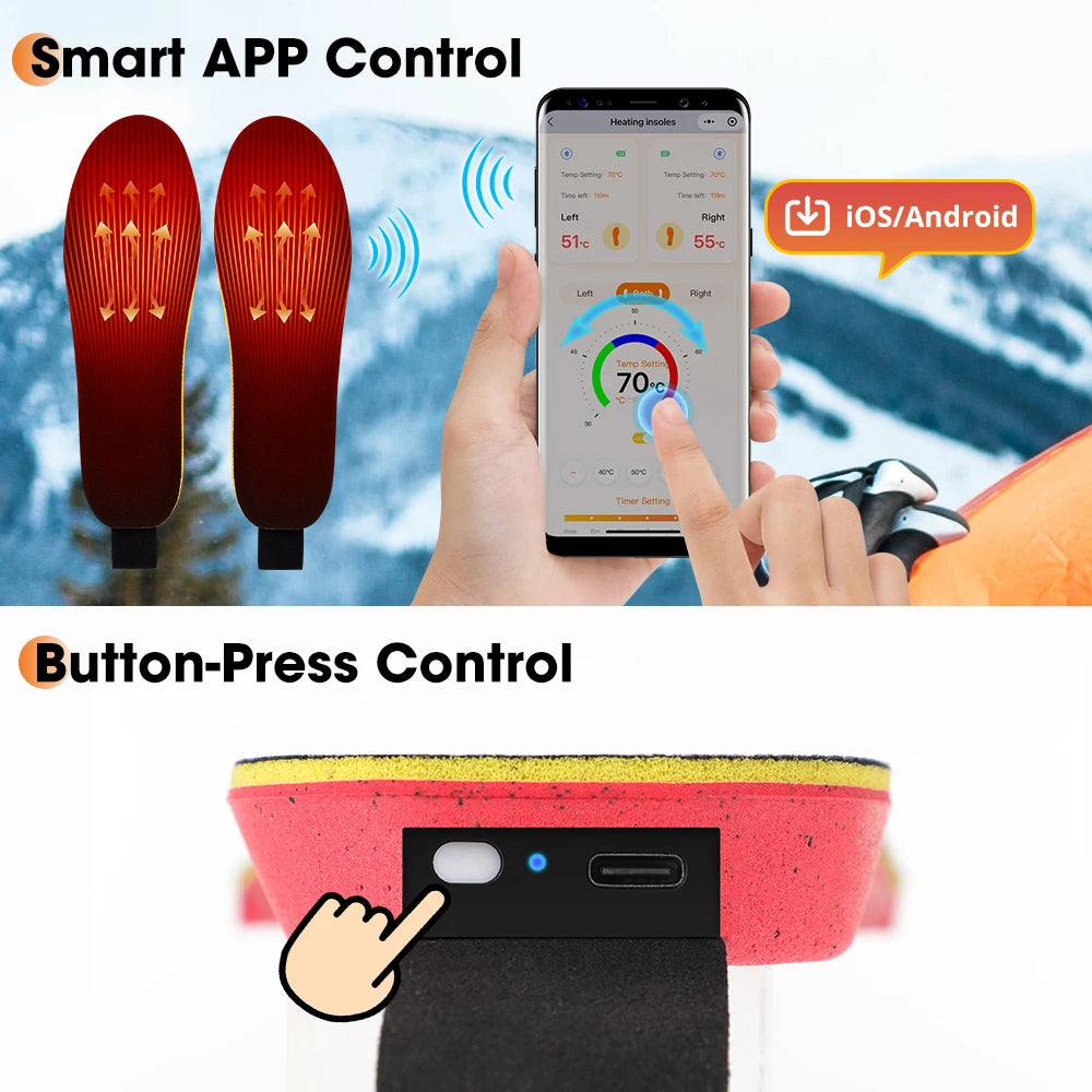 Rechargeable App Controlled Heated Insoles With Smart Temperature Control