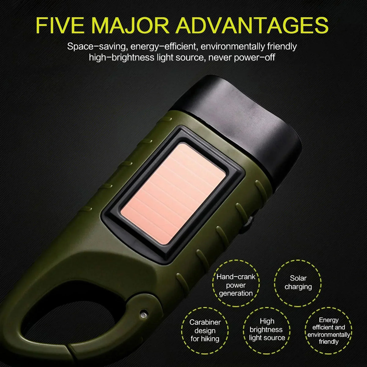 STONEGO Solar Powered LED Flashlight With Emergency Charging Light