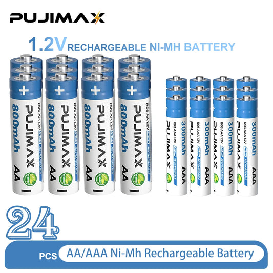 PUJIMAX Ni-MH Rechargeable Batteries for Solar Lights and Devices