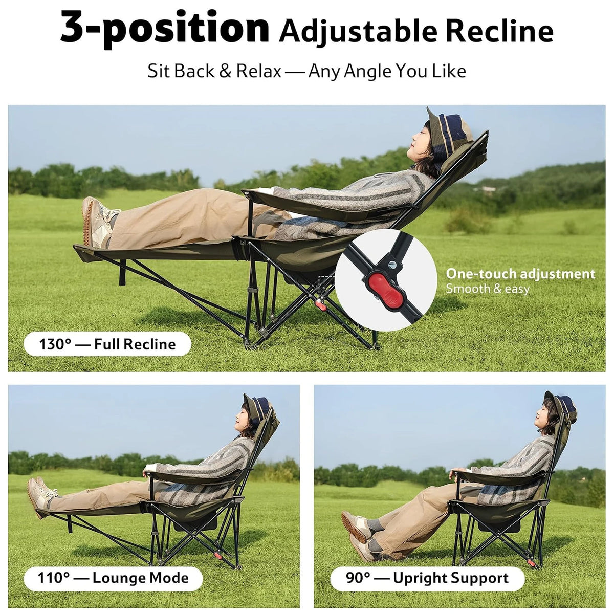 Naturehike Adjustable Folding Recliner Camping Chair With Footrest