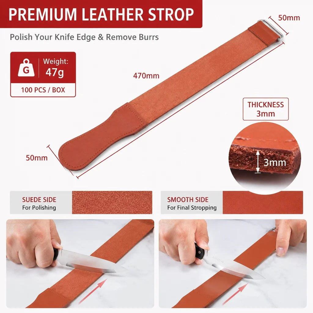 AHTOSKA Knife Sharpening Stone Kit With Strop And Angle Guide