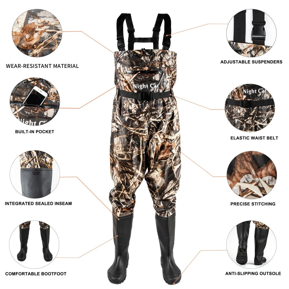 Night Cat Waterproof Chest Waders for Fishing and Hunting