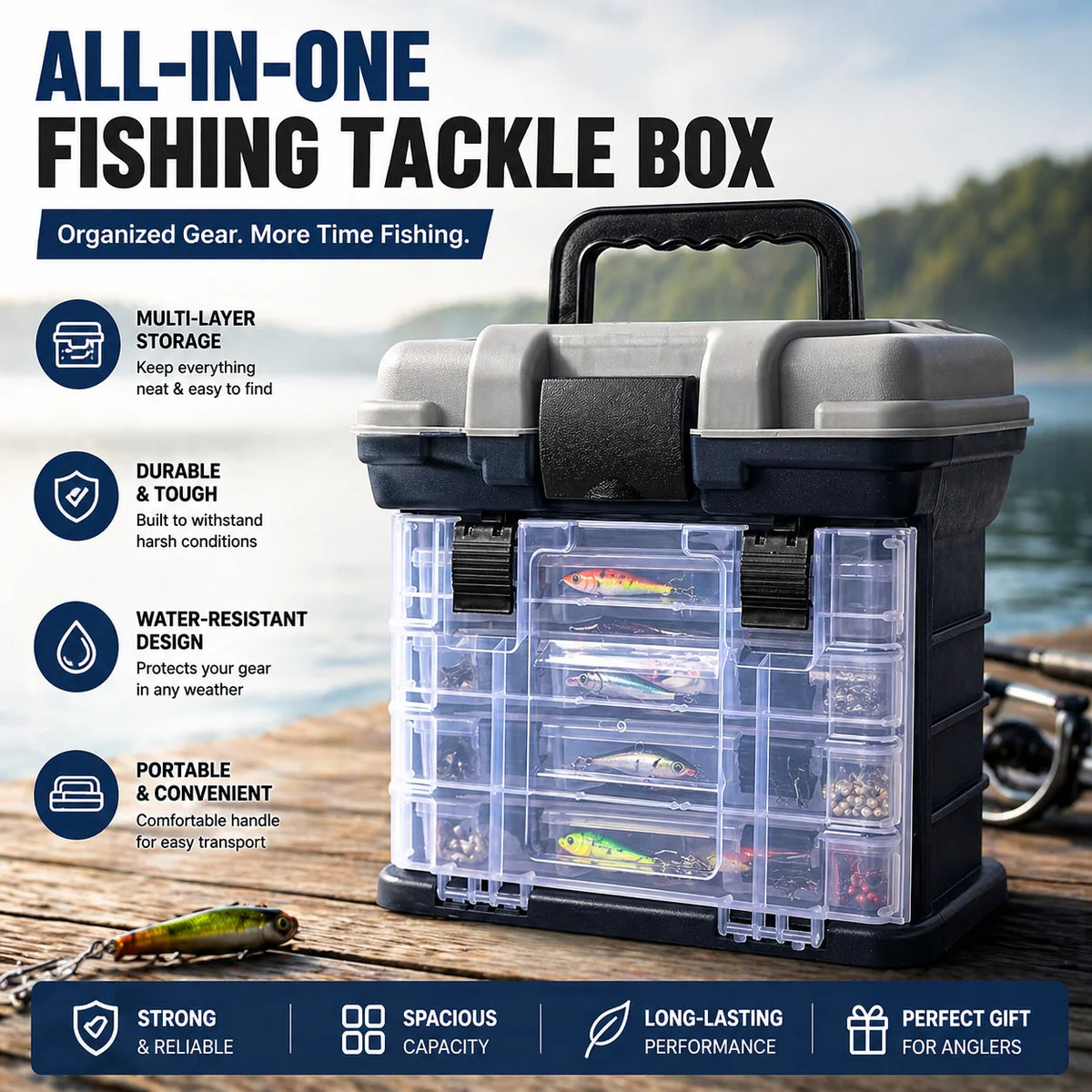 Zoe Fishing Tackle Box Kit With Pliers And Lures