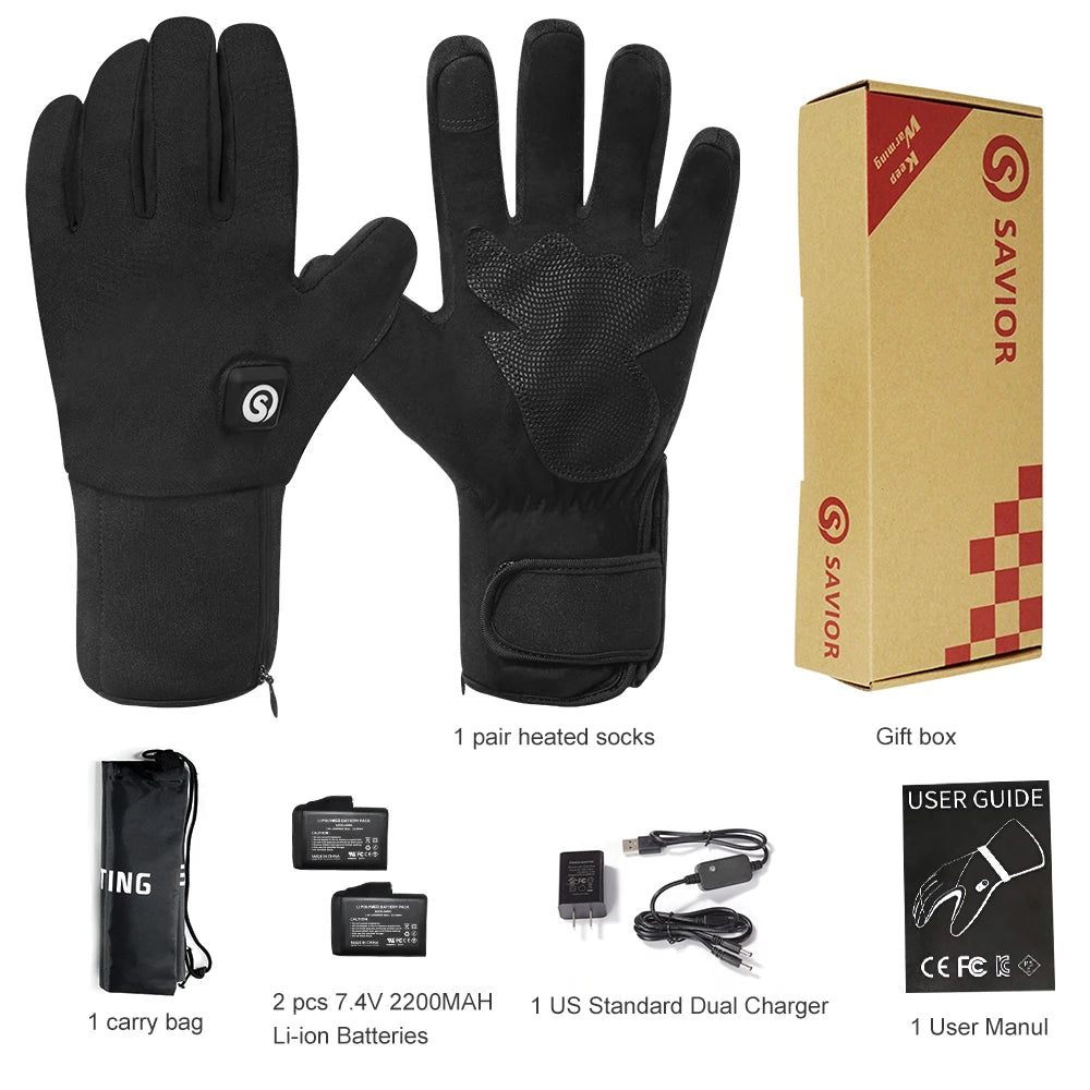 Snow Deer Electric Heated Gloves Rechargeable Touchscreen Waterproof