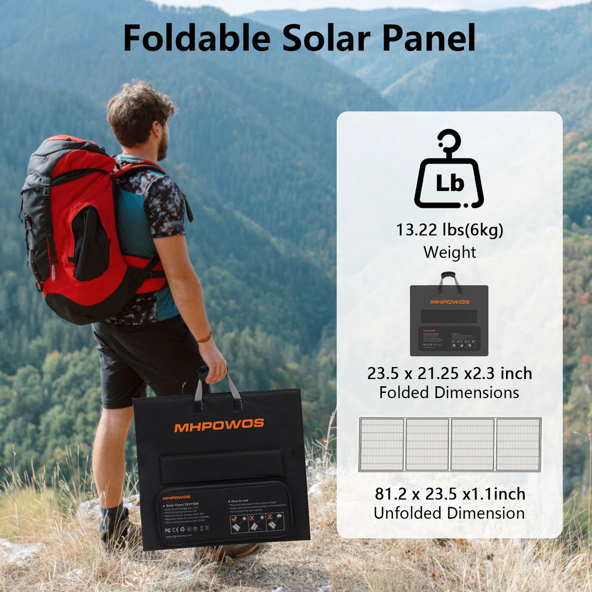 MHPOWOS Foldable Solar Panel Charger For Power Stations