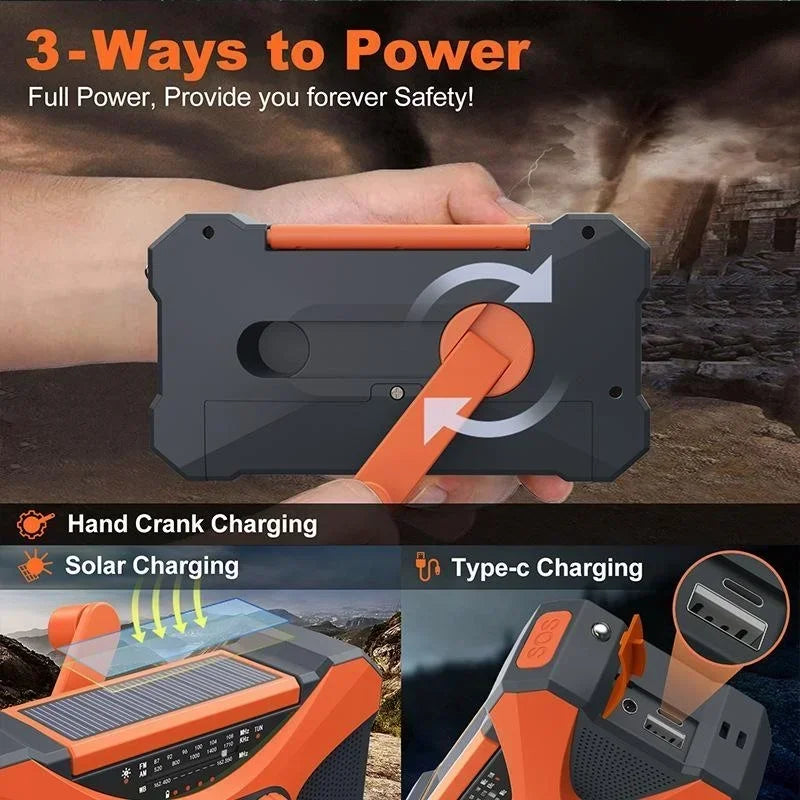 Stonego Emergency Radio Solar Hand Crank 10000mAh NOAA Power Bank