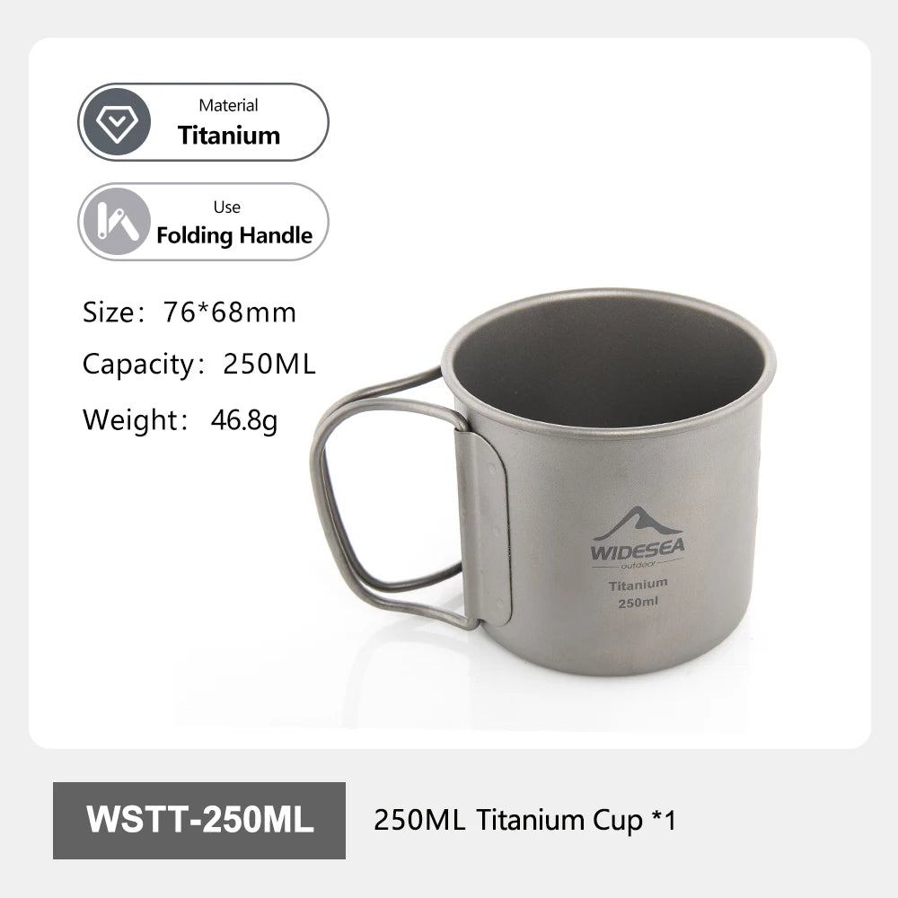 Widesea Titanium Camping Cup With Foldable Handle