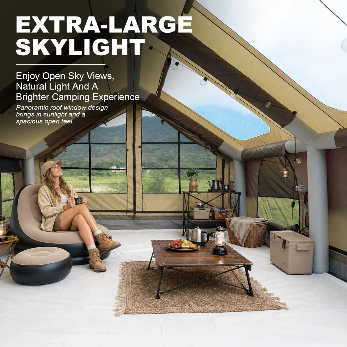SENLEETO Inflatable Waterproof Camping Tent With Stove Jack