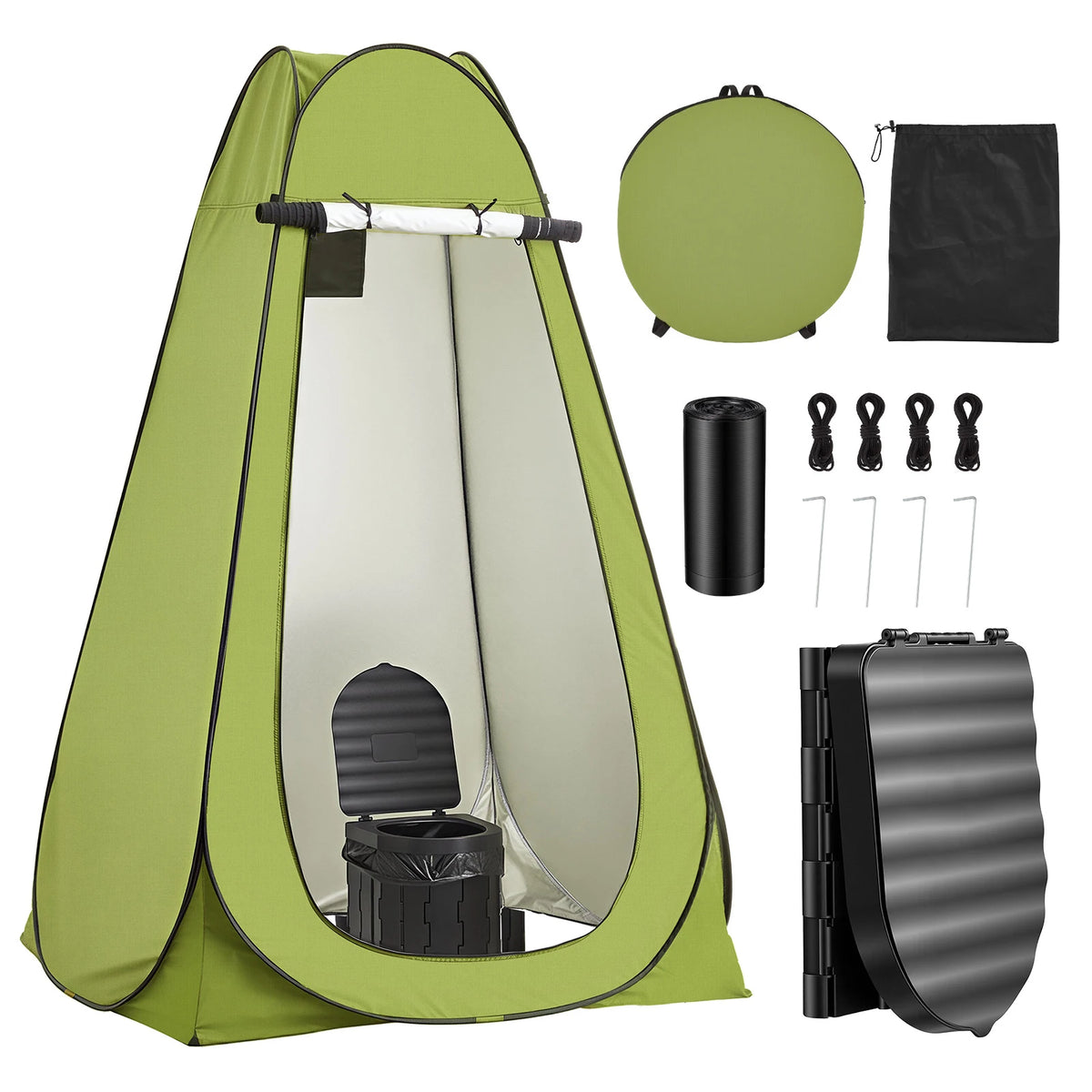 SucceBuy Portable Camping Toilet Kit With Pop Up Tent