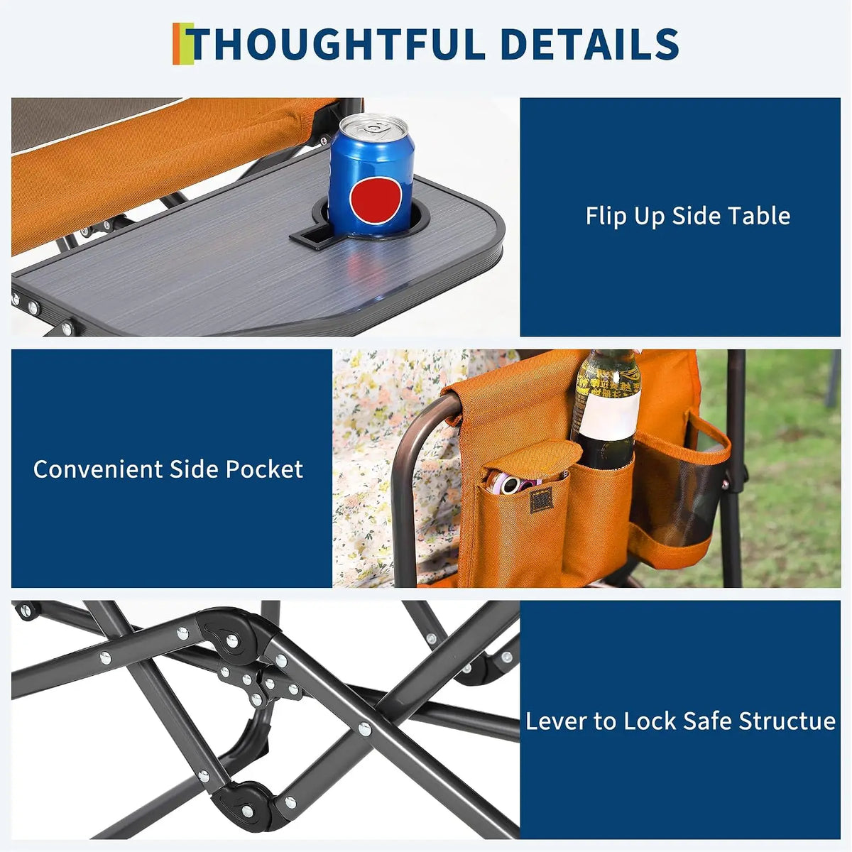 Tacleekii Portable Folding Camping Chair With Side Table