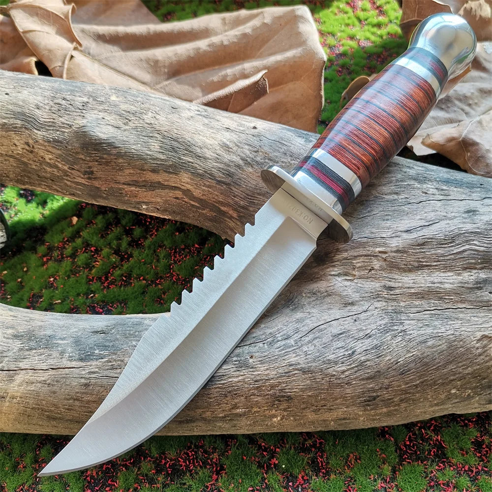 Doom Blade Stainless Steel Hunting Knife With Wooden Handle