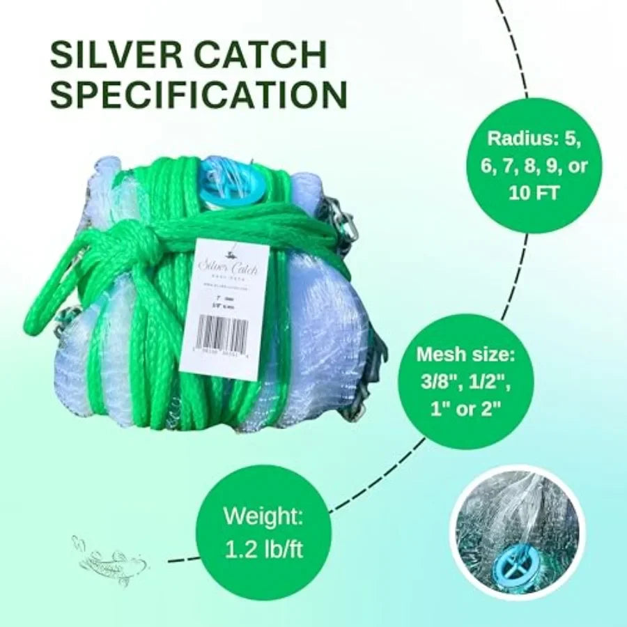 Saltwater Fishing Cast Net With Chain Bottom