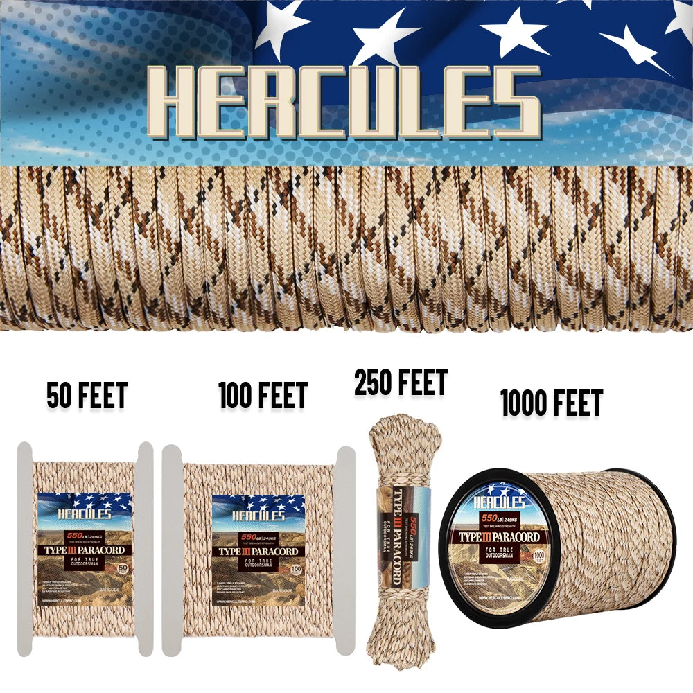 Premium 550 Seven Strand Paracord For Outdoor Survival Camping