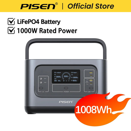 Pisen 1008Wh Portable Power Station Solar Generator Backup