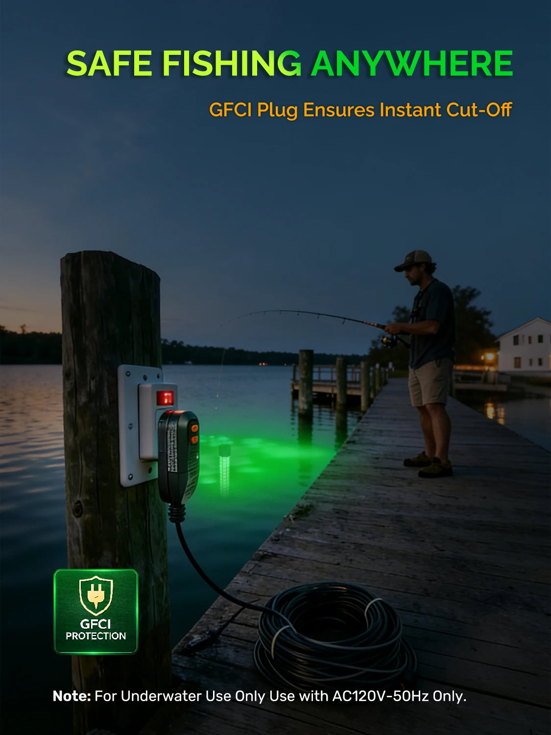 LED Underwater Magnet Fishing Light With Cigarette Lighter