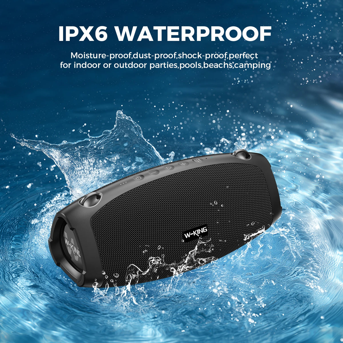 W-King Waterproof Bluetooth Speaker With Wireless Microphone For Outdoor Use