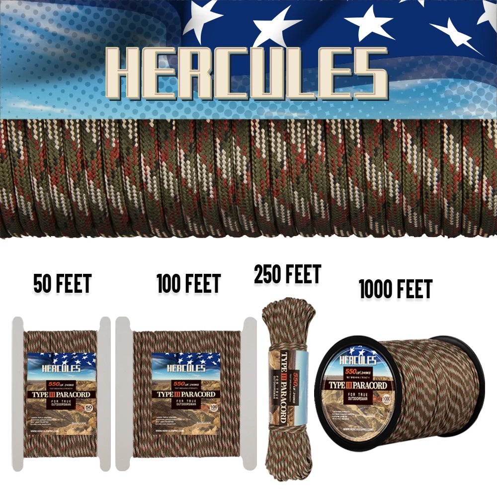 Premium 550 Seven Strand Paracord For Outdoor Survival Camping