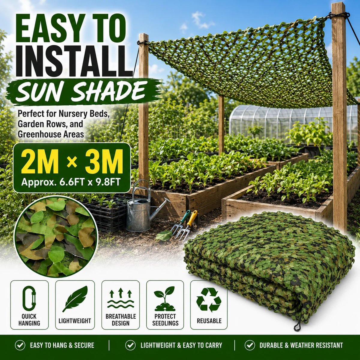 Outdoor Camouflage Netting for Hunting, Camping, and Shade