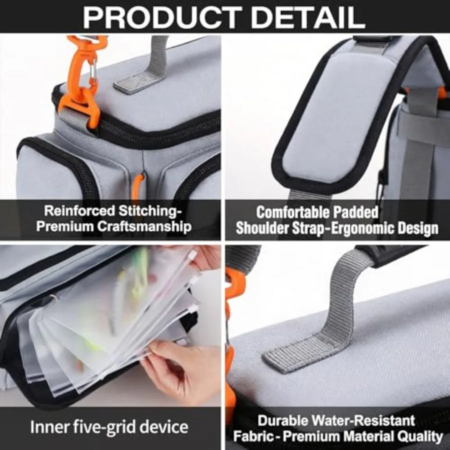 Waterproof Polyester Fishing Tackle Bag With Padded Strap And Lures
