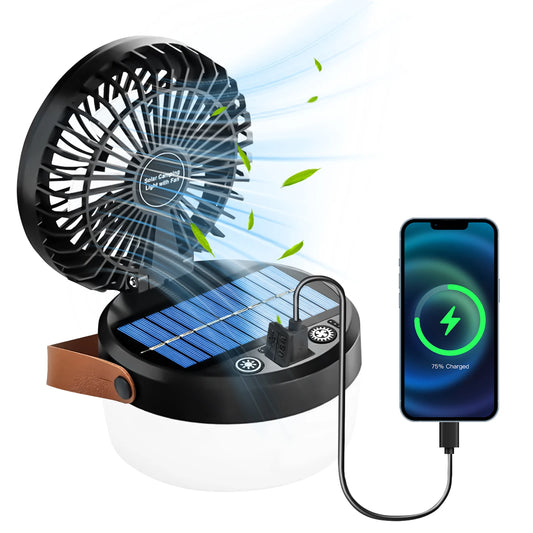 LED BARZ Solar Fan Lantern Camping Light With Emergency Power