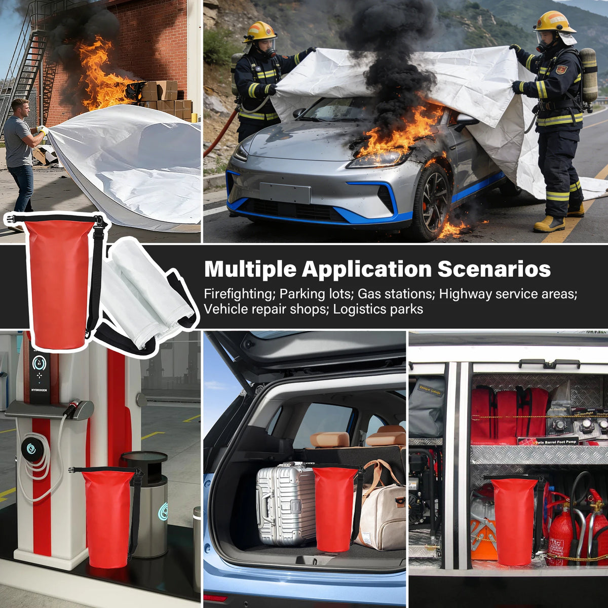 Vehicle Fire Suppression Blanket With Carry Bag for Emergency Safety