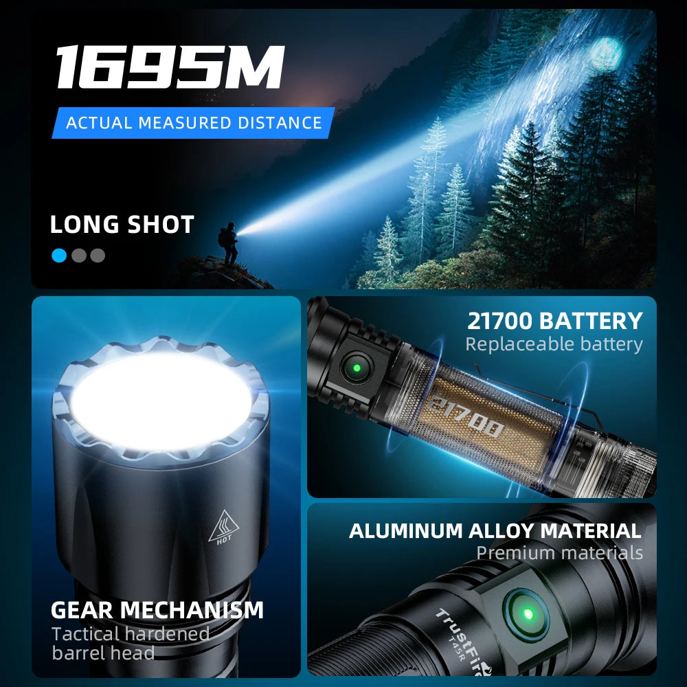 TrustFire T45R LEP Tactical Flashlight With Pressure Switch