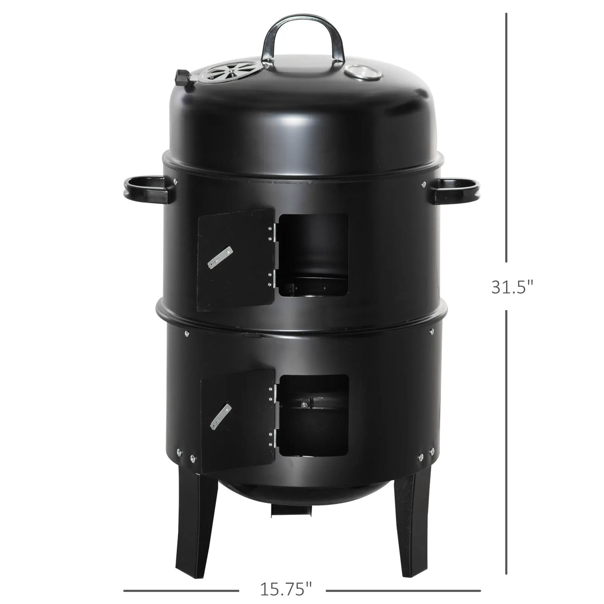 Outsunny 3 In 1 Outdoor Charcoal Barbecue Smoker And Grill