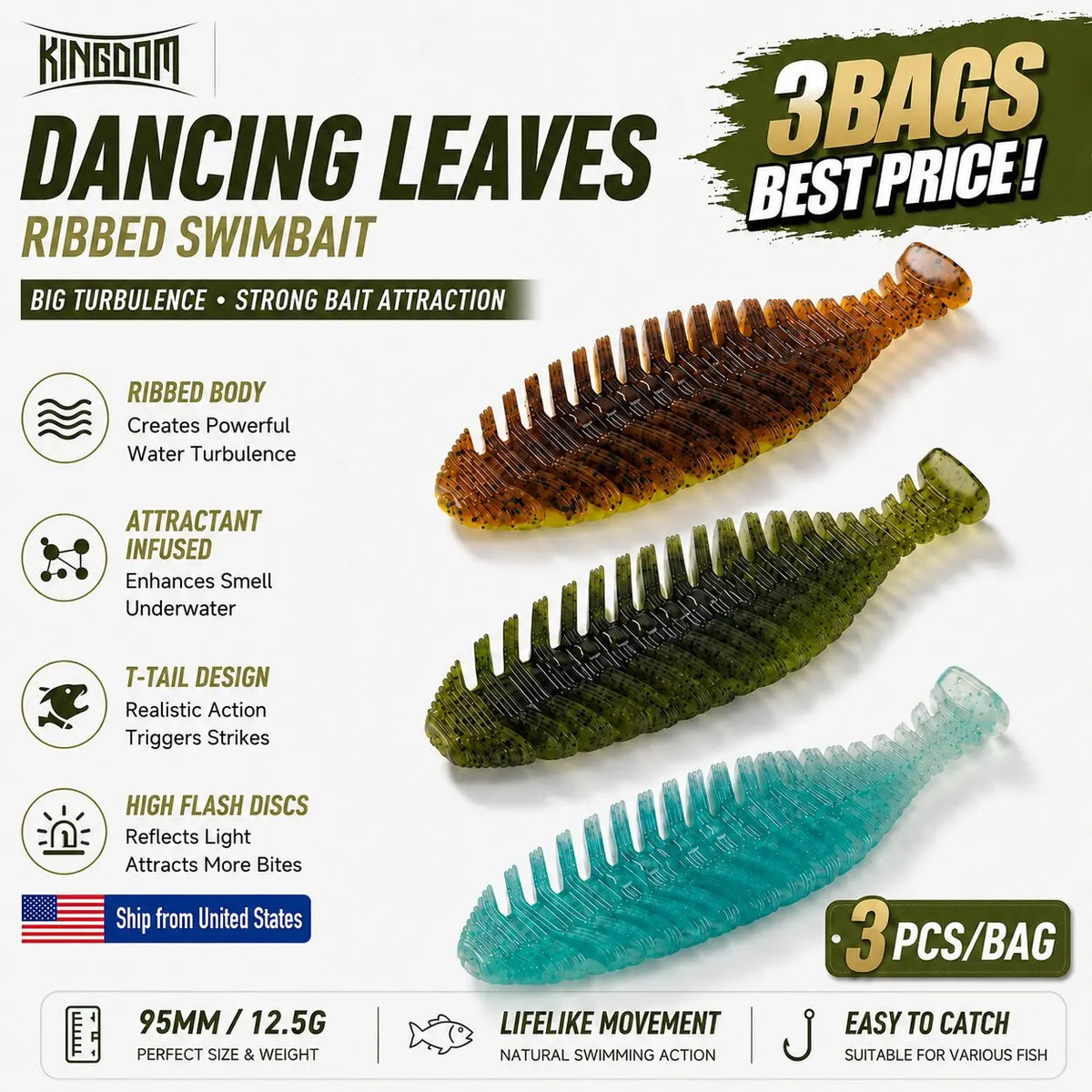 Kingdom Scented Soft T Tail Lure For Pike Bass Fishing