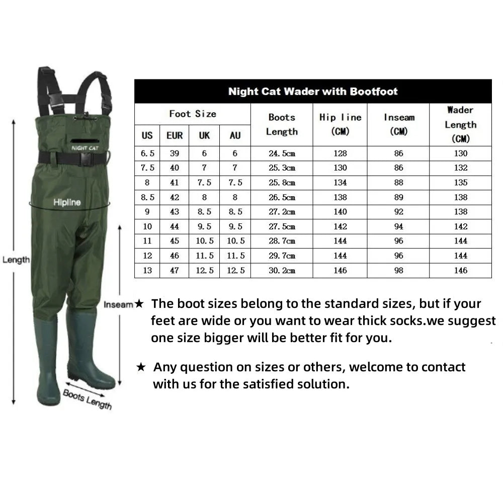 Night Cat Waterproof Chest Waders With Boots Fishing Hunting